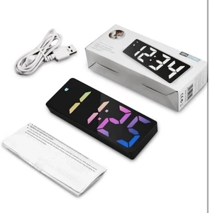 Digital Alarm Clock Large LED Display Easy Set Up Rainbow Digit Date Temperature - Picture 1 of 20