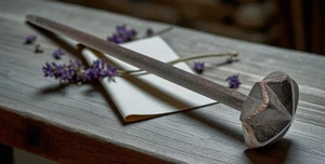 Antique Wooden Kitchenware Mixing Stick Original Old Hand Carved - Picture 1 of 6