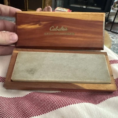 Cabela's Black Hard Arkansas Oilstone In Wood Box, Stone measures 6"x 2"x 1/2" - Image 1 of 3