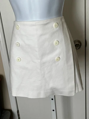 MAISON JULES WOMEN'S WHITE STRETCH TENNIS SKORT w/BUTTONS SIZE 4 COTTON BLEND - Image 1 of 4