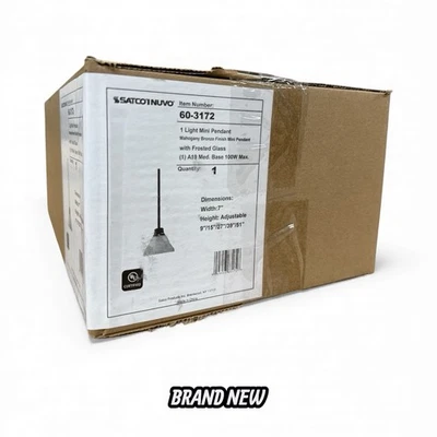 Mini colgante Nuvo Lighting 60/3172 One Light, bronce caoba/vidrio esmerilado Foto 1 de 2