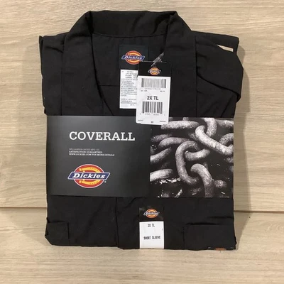 Dickies SHORT Sleeve Coverall Men's Black Sz 2X TL TALL 33999BK Elastic at Waist - Image 1 of 4