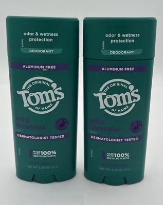 Lote de 2 desodorantes Tom's of Maine aroma lavanda silvestre 3,25 oz 0 % aluminio Foto 1 de 3
