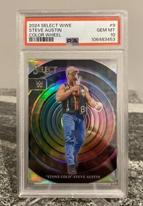 2024 Panini Select WWE Stone Cold Steve Austin #9 Prizm Color Wheel PSA 10 SSP - Picture 1 of 3