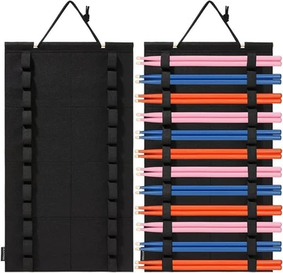 Hanging Drumstick Holder, Foldable Felt Drum Stick Holders for 12 Pairs black  - Image 1 of 4