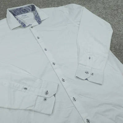 T.M. Lewin Dress Shirt Mens 18 38 Slim Fit Button Up White Tux - Image 1 of 4