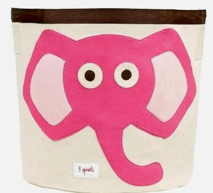 NEW Pink Elephant Canvas Toy Extra Large Round Storage Bin by 3 Sprouts - Picture 1 of 1
