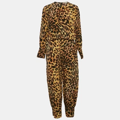 Stella McCartney Beige Leopard Silk Tie-Up Jumpsuit XS - Image 1 of 4