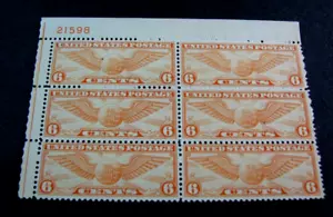 US Plate Block Stamp Scott # C19 Winged Globe 1934 MNH L705 - Bild 1 von 1