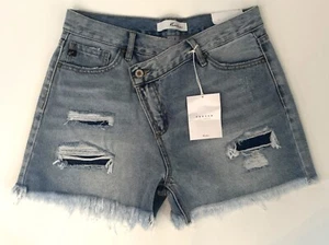 KanCan Distressed Destroyed High-Rise Estilo Denim Shorts L Cut Offs Cow Girl - Picture 1 of 8