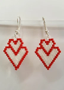 Damen Ohrschmuck Doppel Herz für Valentinstag, Muttertag, 925 Silber, handmade - Imagen 1 de 3