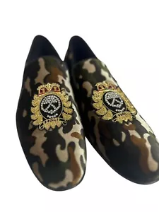 Donald Pliner Herren Spencer Samt Camouflage Slipper Halbschuh 10 NEU Strass $ 350 - Bild 1 von 15