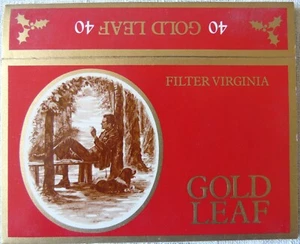 Vintage Gold Leaf Filter Virginia Christmas Sleeve For 40 Cigarettes C1970s - Picture 1 of 2