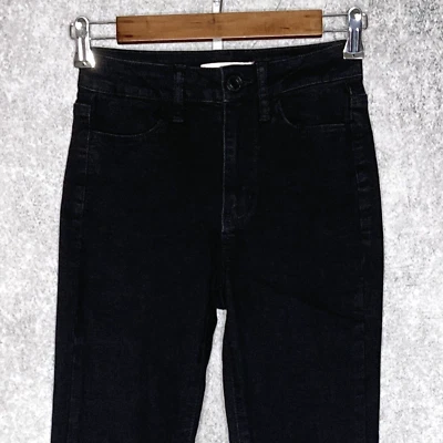 So Mujer Alto Tiro Ajustado Jegging Talla 0/24 Elástico Negro Sólido Denim Foto 1 de 4