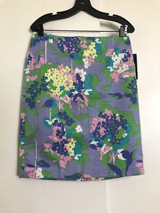 TOMMY HILFIGER Purple Hydrangea Floral Short Pencil Skirt NWT Size 10 - Picture 1 of 6
