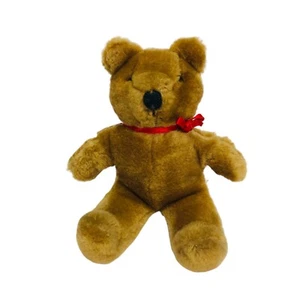 Dakin Christopher Bear Golden Brown Teddy VTG 1985 6" Plush Stuffed Red Bow - Picture 1 of 7