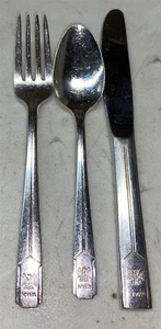 Place set 3 Vintage silver plate Northwest Airlines silverware Bird logo - Picture 1 of 3
