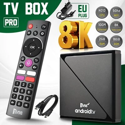 Neu Smart TV BOX Android 14 5G WIFI 2+16GB 4K HD Quad Core Media Player HDMI DE - Bild 1 von 4