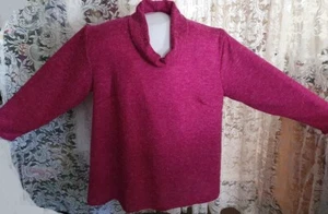 PLUS SIZE 28 = 5XL HOT PINK SOFT KNIT SPRINGTIME COWL NECK LONG SLEEVE LONG TOP - Picture 1 of 2