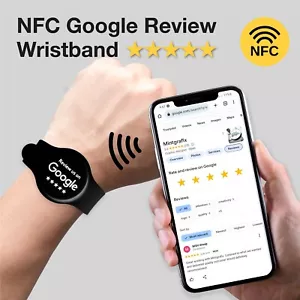 Black Google Review NFC Wristband, Bracelet, Watch Strap, Boost Your Google Revi - Picture 1 of 14
