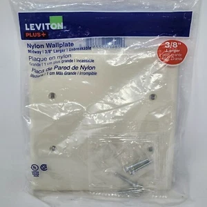 Leviton 2-Gang Unbreakable Nylon Blank Wall Plate Cover, Light Almond - Picture 1 of 5