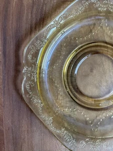 FOUR Vintage Federal Glass 6” Square Plates “Madrid” Yellow Amber Depression - Picture 1 of 5