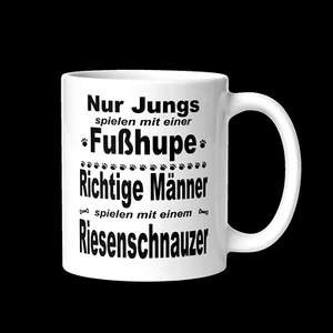 Riesenschnauzer Tasse - Mug Nur Jungs spielen mit Fußhupe Männer Geschenk - Bild 1 von 3