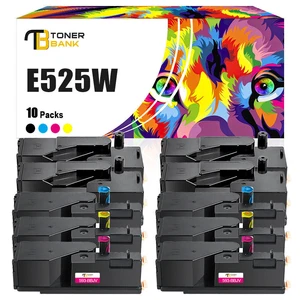 10PK Color Toner Cartridges For Dell E525W 593-BBJU 593-BBJV 593-BBJW 593-BBJX - Picture 1 of 9