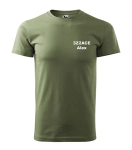 Niestandardowy t-shirt khaki z haftowanym znakiem wywoławczym i i imieniem rozmiary S-3XL - Zdjęcie 1 z 12