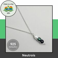 Neutrois Flag Inspired Pride-in-a-Pod Silver Necklace, LGBTQ+ Jewellery Gift.