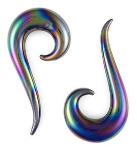 Par de medidores de gotas de vidrio iridiscente perla negra - Imagen 1 de 1