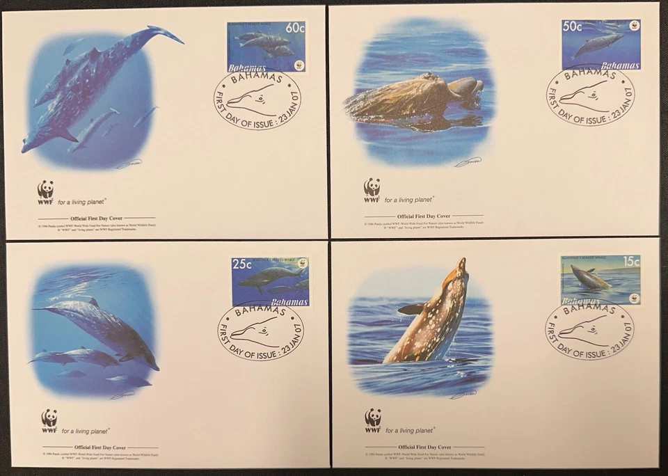 Bahamas #1206-9 FDC 2007 World Wildlife Fund Set of 4 Official Covers; WWF *d - Image 1 of 1