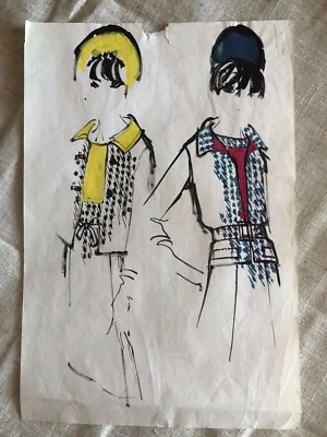Dibujo de Alta Costura, c. 1960 bocetos de diseño original - Pierre Balmain Foto 1 de 4
