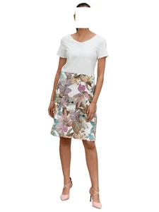 Alba Moda Kleid mit Dschungel-Print im Rockteil offwhite-grün Gr. 44 0721114111 - Bild 1 von 7
