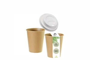 Kaffeebecher 300ml mit Bagasse Deckel | Trinkbecher 3dl | biologisch abbaubar - Bild 1 von 23