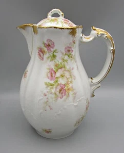 Haviland Chocolate Pot - Pin/White Poppies - Yellow Daisies - H388 variant - Picture 1 of 8