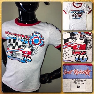 vTg NOS 76 Lic EVEL KNIEVEL womens Ideal Dragster nascar HARLEY DAVIDSON T-Shirt - Picture 1 of 12
