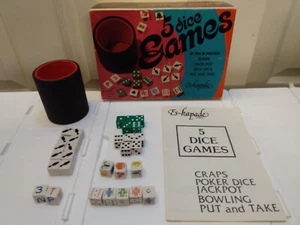 Vintage Es-Kapade 5 Dice Casino Games Craps Poker Bowling Slots Jackpot Put&Take - Picture 1 of 10
