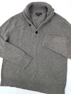J Crew Shawl Neck Lambs Wool Blend Pullover Knit Sweater, Men M, Gray 1/4 Zip - Picture 1 of 15