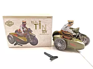 XONEX Harley-Davidson Latta Verde Moto Sidecar Orologio Carica Giocattolo Repro - Foto 1 di 14