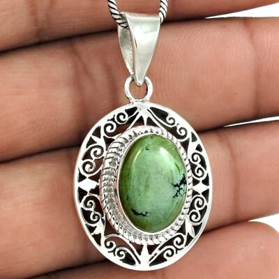 Tibetische Türkis Edelstein Artisan & Anhänger 925 Sterlingsilber Handmade K19 - Bild 1 von 4