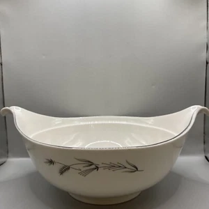 TAYLOR SMITH & TAYLOR SILVER WHEAT ROUND COVERED VEGETABLE BOWL PLATINUM TRIM - Picture 1 of 8