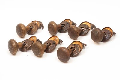 Antique Dexter Brass Textured Mid-Century Door Knobs & Rosettes 1940's Complete - Image 1 of 4