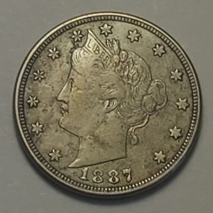 Nicer Low Mintage "Extremely Fine++" 1887 Liberty Head Nickel - Picture 1 of 2