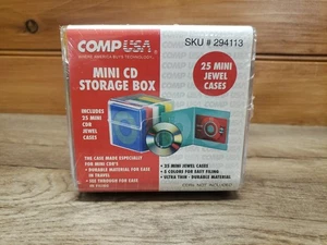 New Sealed CompUSA Mini CD Storage Box With 25 Mini CDR Empty Jewel Cases - Picture 1 of 8
