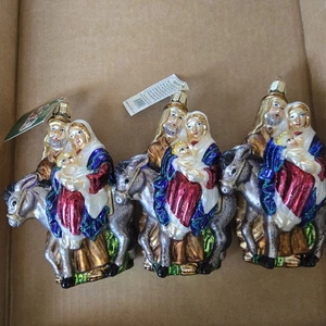 NWT Lot 3 Old World Christmas Flight to Egypt 5.5" Christmas Glass Ornament 2018 - Picture 1 of 7