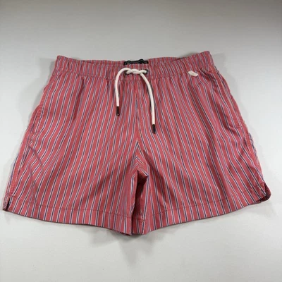 Abercrombie 5” Inseam Stripe Nautical Swim Beach Trunk Shorts - Red Mns XS - Image 1 of 4
