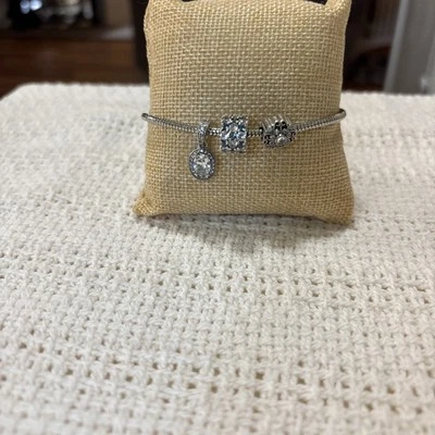 Pulsera Pandora Brillante Cuelga - Azul Y Transparente Dije - Transparente Redondo Dije (3) Foto 1 de 4