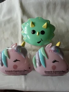 Melii snack containers with lids Unicorns(2) dinosaur (1) - Picture 1 of 3