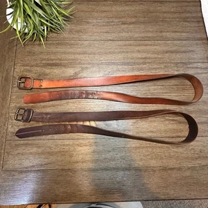 Vintage American Eagle Outfitters Herren Leder Gürtel Braun Schnalle Set Lot 2 - Bild 1 von 8